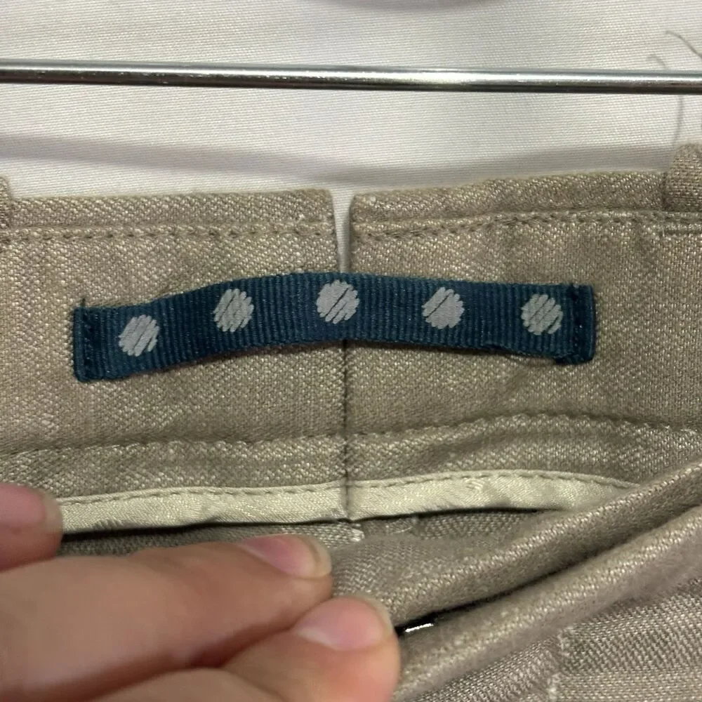 Perry Ellis Pants Mens 36 X 32 Slim Fit Linen Blend Chino Slacks Beige Khaki